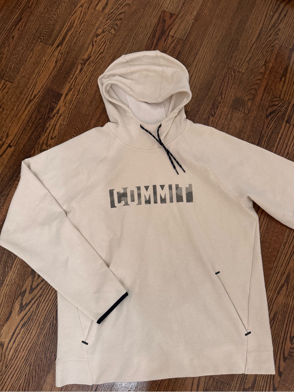 Old Navy Beige 'COMMIT' Hooded Pullover